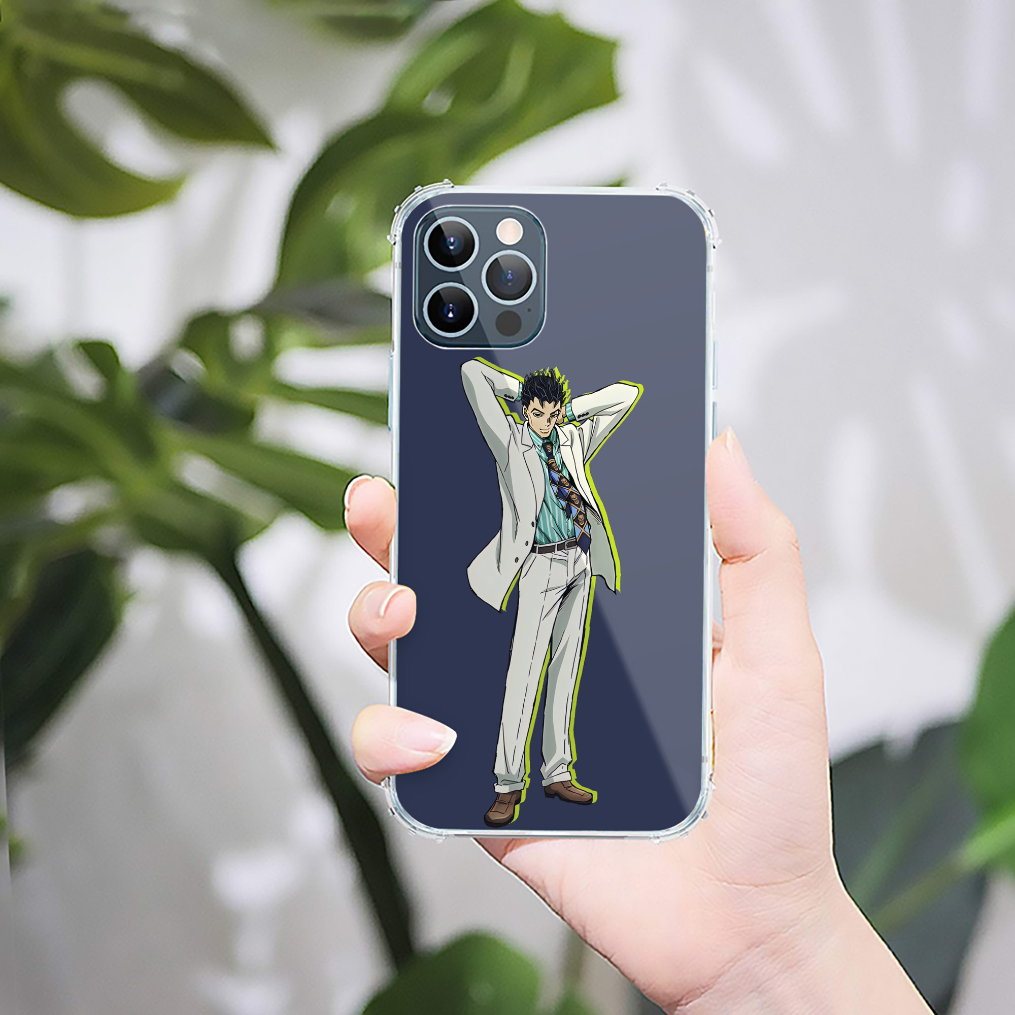 （画像用） ジョジョの奇妙な冒険 きら よしかげ JoJo's Bizarre Adventure Kira Yoshikage 【iPhone 12シリーズ対応】透明スマホケース（クリアソフトケース）